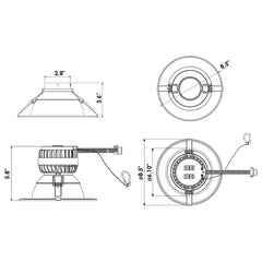 6" CADM: Clear-Specular Haze Reflector/Black & White Trim