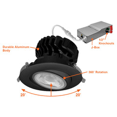 4" Gimbal Adjustable Downlight Canless