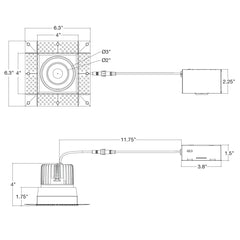 4" Square Downlight: Trimless-Line