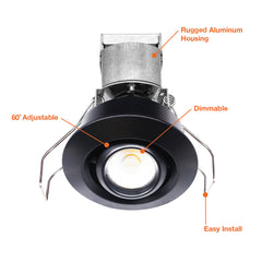 1" LV Round Gimbal Downlight: Mini-Line