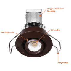 1" LV Round Gimbal Downlight: Mini-Line