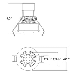 1" LV Round Gimbal Downlight: Mini-Line