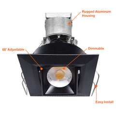1" LV Square Gimbal Downlight: Mini-Line