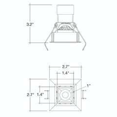 1" LV Square Gimbal Downlight: Mini-Line