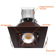 1" LV Square Gimbal Downlight: Mini-Line