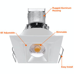 1" LV Square Gimbal Downlight: Mini-Line