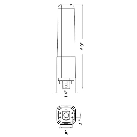 PL Lamp G24 (Hybrid) 360° Horizontal or Vertical  / 13W Equivalent