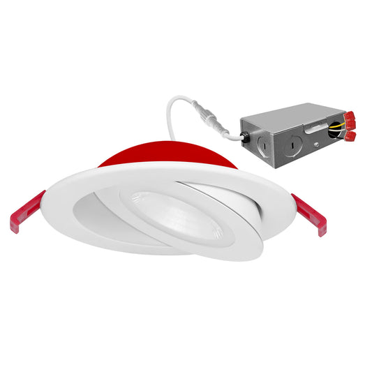 4" Floating Gimbal Downlight (Canless) White Round Module FIRE RATED