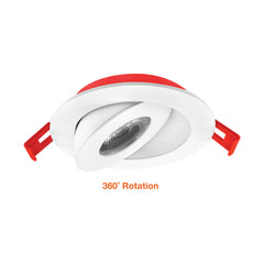 4" Floating Gimbal Downlight (Canless) White Round Module FIRE RATED