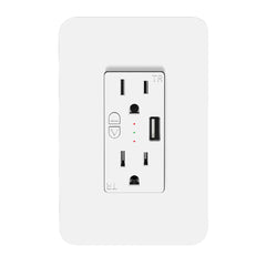 PIR Bi-Level + Daylight: Wall Outlet 3-Prong + USB SILVAIR