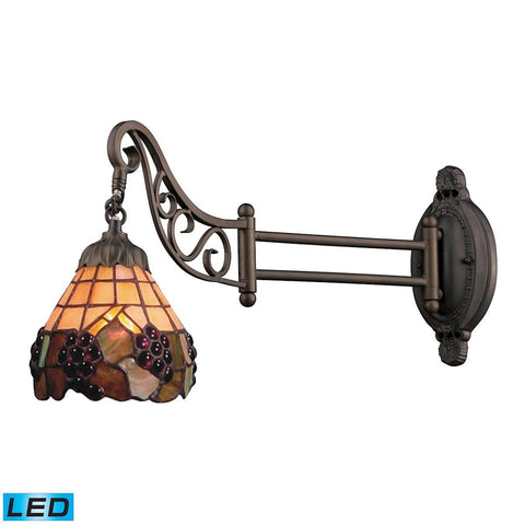 Mix-N-Match 1 Light LED Swingarm In Vintage Antique With Stained Glass Wall Elk Lighting 