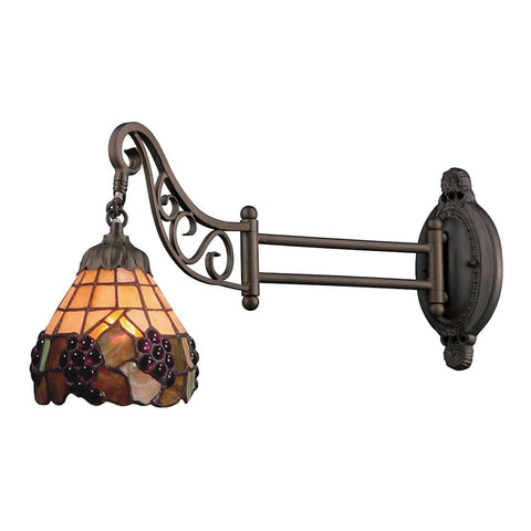 Mix-N-Match 1 Light Swingarm In Vintage Antique With Stained Glass Wall Elk Lighting 