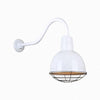 10" Gooseneck Light Deep Bowl Shade, QSNHL-A Arm (Choose Finish and Accessory Options) Outdoor Hi-Lite White Wire Guard 