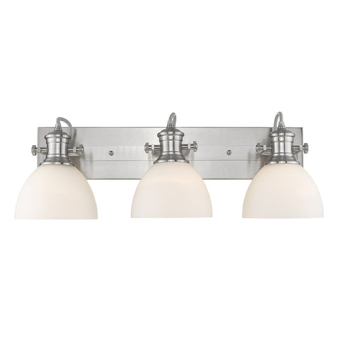 Hines 25"w Pewter Bath Vanity Light with Opal Glass Wall Golden Lighting 