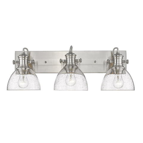 Hines 25"w Pewter Bath Vanity Light with Seeded Glass Wall Golden Lighting 