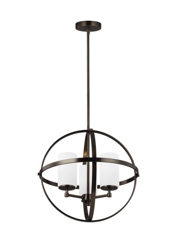 Alturas Three Light Chandelier - Brushed Oil Rubbed Bronze Ceiling Sea Gull Lighting 