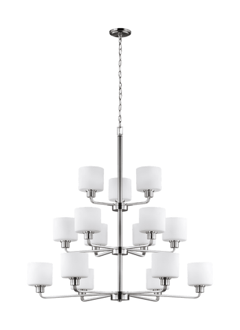 Canfield Fifteen Light Chandelier - Brushed Nickel Ceiling Sea Gull Lighting 