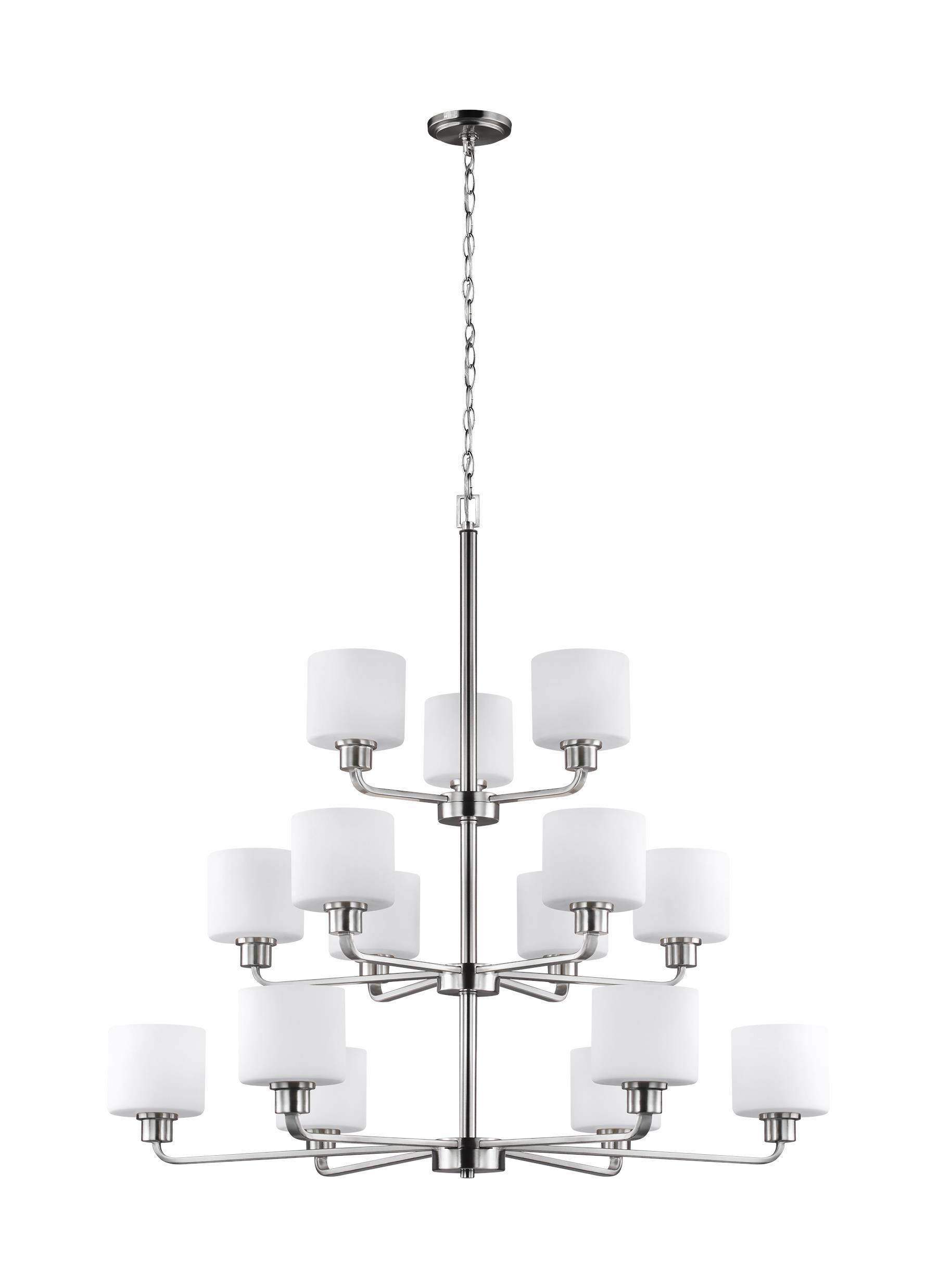 Canfield Fifteen Light LED Chandelier - Brushed Nickel Ceiling Sea Gull Lighting 