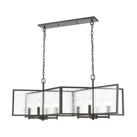 Inversion 8-Light Island Light in Charcoal with Textured Clear Glass Ceiling Elk Lighting 