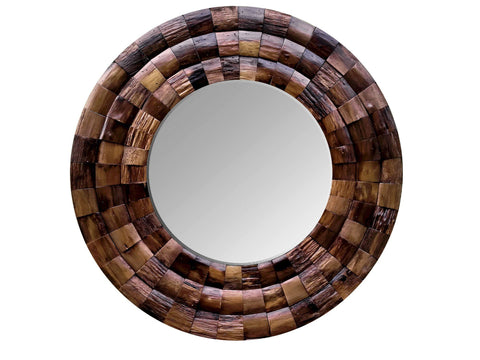 Wine Country Reclaimed Wood Circular Mirror Mirrors Varaluz 