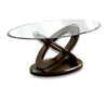 Celena Modern Oval Glass Top Coffee Table Dark Cherry Furniture Enitial Lab 