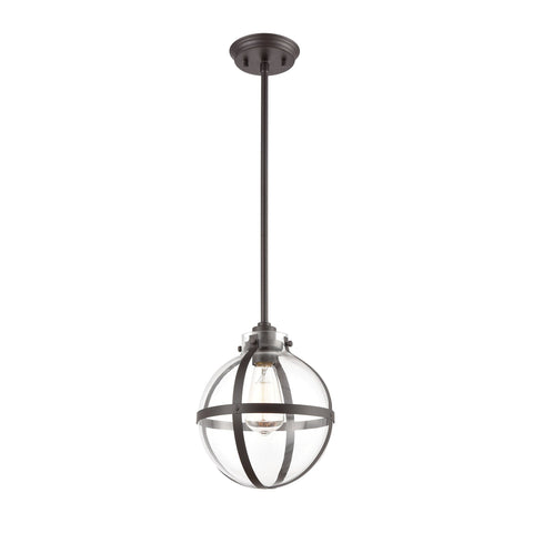 Cusp 1-Light Mini Pendant in Oil Rubbed Bronze with Clear Glass Ceiling Elk Lighting 