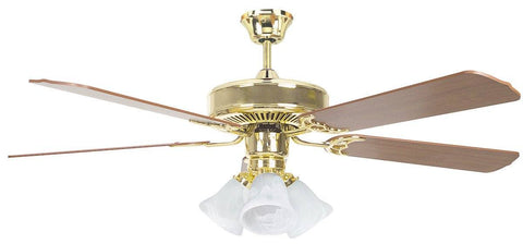 52" Heritage Home Ceiling Fan w/Light Kit - Oil Polished Brass