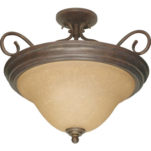 Castillo 3 Light 19" Semi-Flush with Champagne Linen Washed Glass Ceiling Nuvo Lighting 