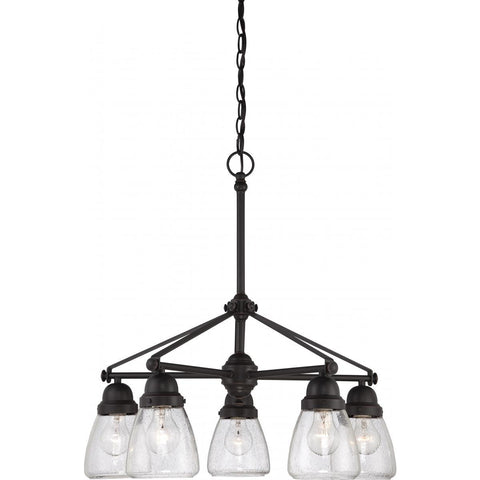 Laurel 5 Light Chandelier with Clear Seeded Glass Ceiling Nuvo Lighting 
