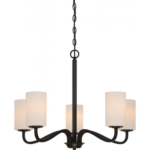 Willow 5 Light Hanging Fixture with White Glass Ceiling Nuvo Lighting 