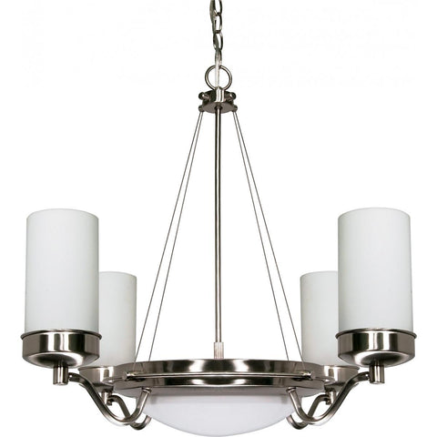 Polaris 6 Light 29" Chandelier with Satin Frosted Glass Shades Ceiling Nuvo Lighting 