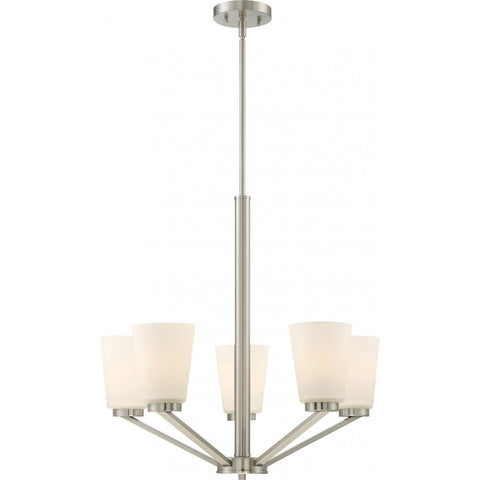 Nome 5 Light Chandelier Fixture Brushed Nickel Finish Ceiling Nuvo Lighting 
