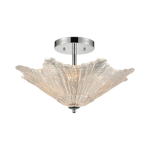 Radiance 4-Light Semi Flush in Polished Chrome with Clear Textured Glass