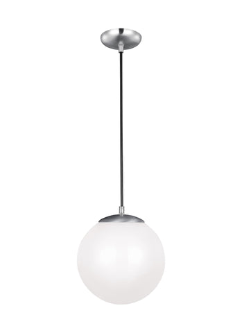 Leo - Hanging Globe One Light Pendant - Satin Aluminum Pendants Sea Gull Lighting 