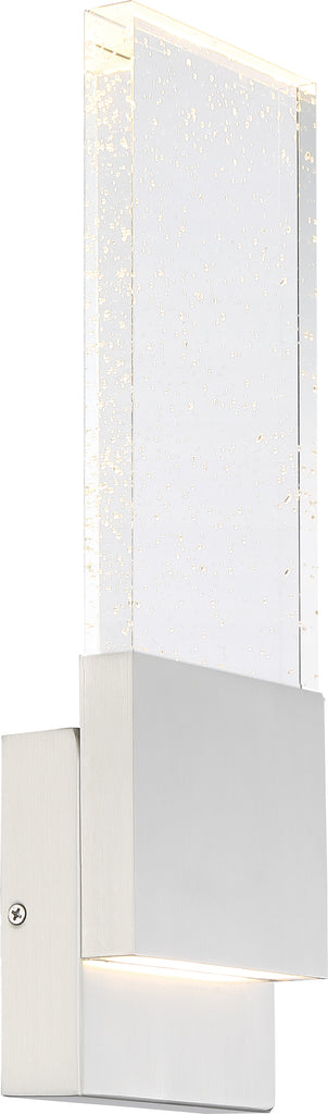 Ellusion LED Large Wall Sconce - 13W; Polished Nickel with Seeded Glass