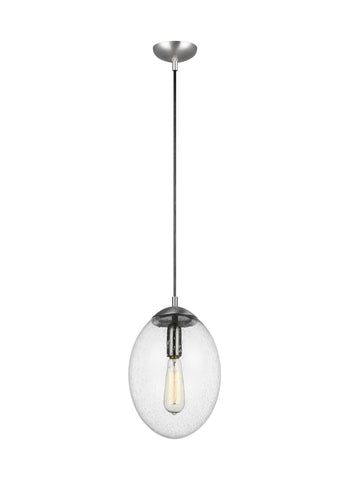 Leo - Hanging Globe One Light LED Pendant - Satin Aluminum Ceiling Sea Gull Lighting 