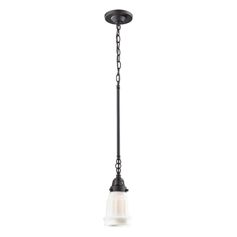 Quinton Parlor Pendant In Oiled Bronze And White Glass Ceiling Elk Lighting 