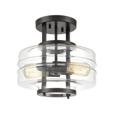 Rover 2-Light Semi Flush Mount in Oil Rubbed Bronze with Clear Glass Ceiling Elk Lighting 