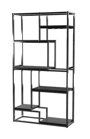 Lesle Modern Tiered 6-Shelf Bookcase Chrome Furniture Enitial Lab 