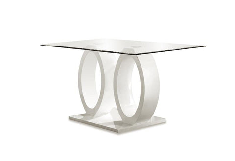Ferian Modern High Gloss Glass Top Dining Table White Furniture Enitial Lab 