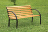 Ferine Slatted Wood & Iron Outdoor Bench Natural Oak Outdoor Enitial Lab 