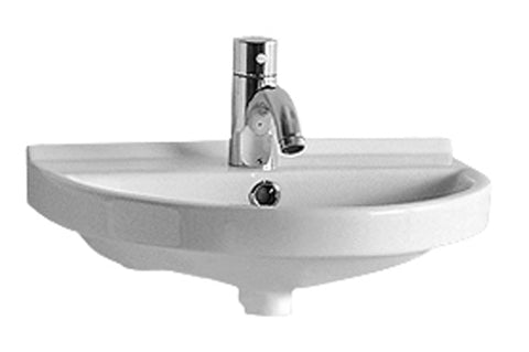 Isabella Collection Small U-Shaped Wall Mount Basin  with Chrome Overflow and Rear Center Drain