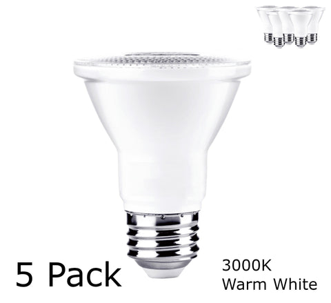 LED PAR20 Dimmable LITE Series Bulb (Choose 3000K or 5000K) Bulbs Dazzling Spaces 5 Pack 3000K 