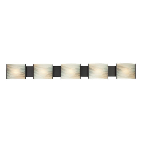 Pannelli 5 Light Vanity In Oil Rubbed Bronze And Hand-Moulded Honey Alabaster Glass Wall Elk Lighting 