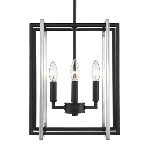 Tribeca 4 Light Chandelier - Matte Black with Pewter Accents