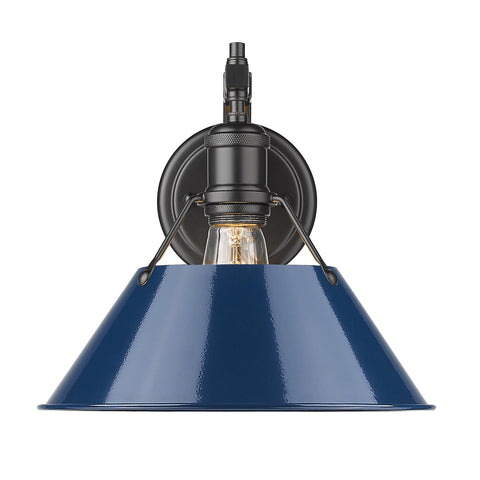 Orwell 1 Light Wall Sconce - Matte Black with Navy Shade
