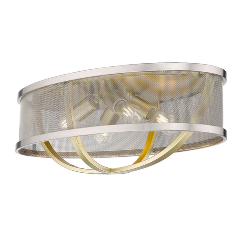 Colson Flush Mount - 24" (with Pewter Shade) - Olympic Gold