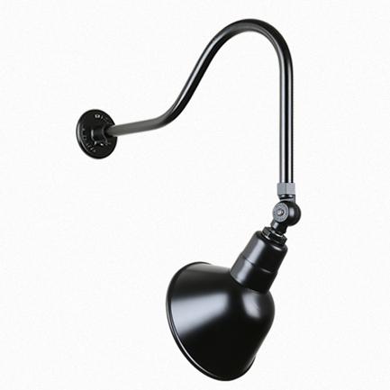10" Gooseneck Light Angle Shade, QSNHL-H Arm (Choose Finish and Accessory Options) Outdoor Hi-Lite Black Swivel Knuckle 