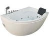 5' Single Person Corner White Acrylic Whirlpool Bath Tub - Drain on Left Bathtub Alfi 