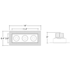 4" Multiple Trimless: Triple Head